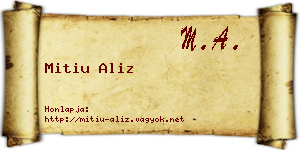 Mitiu Aliz névjegykártya